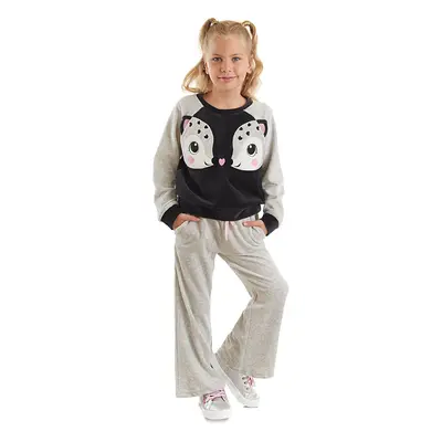 Denokids Twin Ceylan Girls' Velvet Tracksuit Set