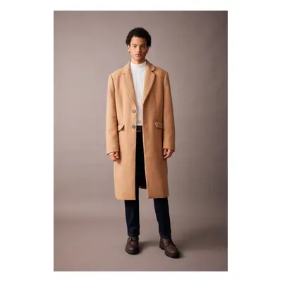 DEFACTO Slim Fit Cashmere Coat Parka Slim Cut Lined Buttoned Pocket