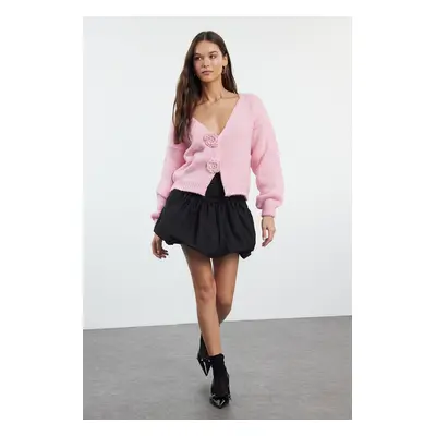 Trendyol Powder Rose Detail Knitted Cardigan