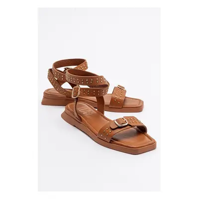 LuviShoes CARRIL Camel Genuine Leather Women Sandals