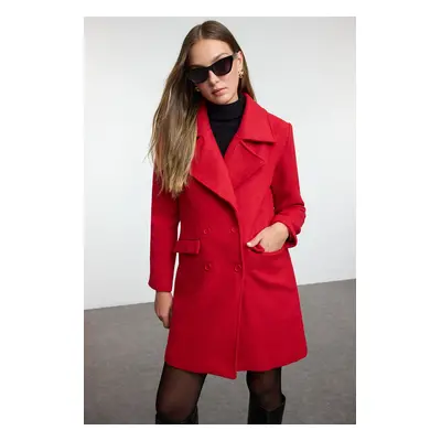 Trendyol Red Button Closure Cashmere Coat