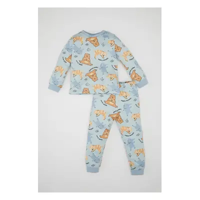 DEFACTO Baby Boy Pajama Set Bear Printed Long Sleeve Top Long Bottom