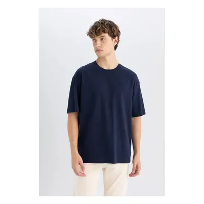 DEFACTO Boxy Fit Crew Neck Cotton Short Sleeve Basic Plain T-Shirt