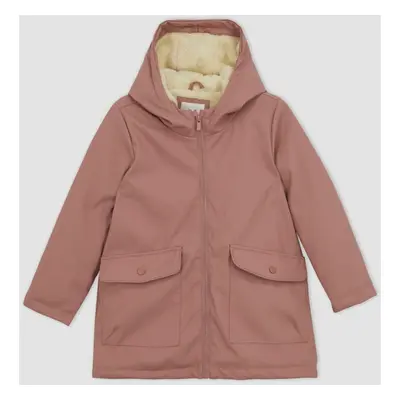 DEFACTO Girls Waterproof Plush Lined Hooded Raincoat