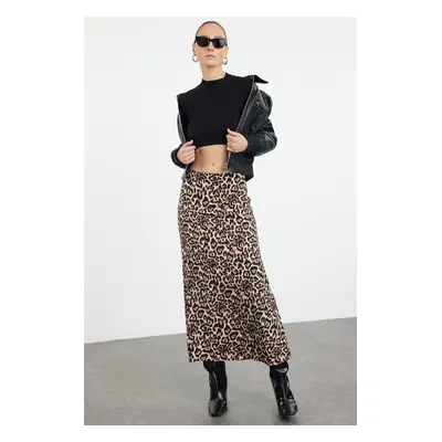 Trendyol Multicolored Leopard Animal Patterned Maxi Length Woven Skirt