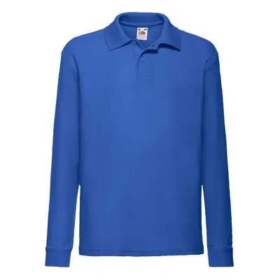 Blue Long Sleeve Polo Shirt Fruit of the Loom