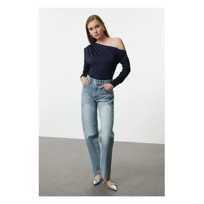 Trendyol Blue Normal Waist Straight Jeans