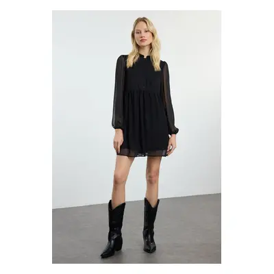 Trendyol Black Plain Woven Winter Dress