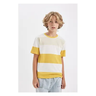 DEFACTO Boy's Crew Neck Striped Short Sleeve T-Shirt