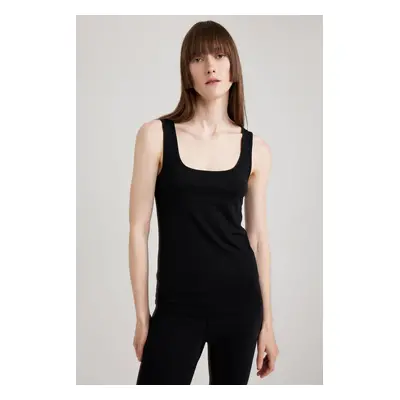 DEFACTO Fall In Love Regular Fit Cotton Basic Plain Black Undershirt