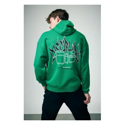 DEFACTO Oversize Wide Pattern Back Printed Hooded Sweatshirt