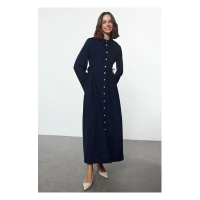 Trendyol Navy Blue Tie Detailed Woven Dress