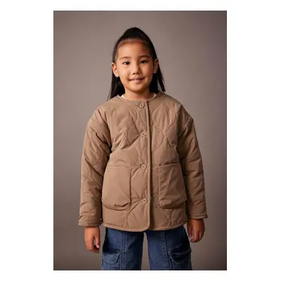 DEFACTO Girl's Quilted Double-Sided Faux Für Lined Coat