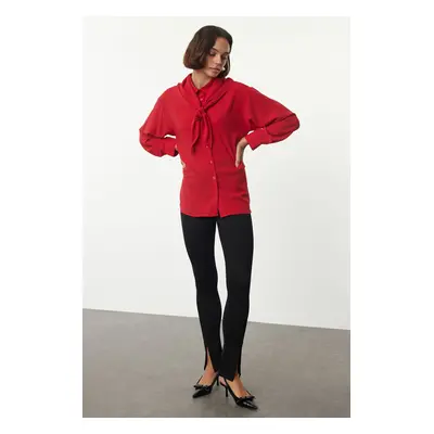 Trendyol Red Shoulder Shawl Detailed Oversize Wide Fit Shirt