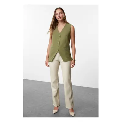 Trendyol Khaki Regular V Neck Woven Vest