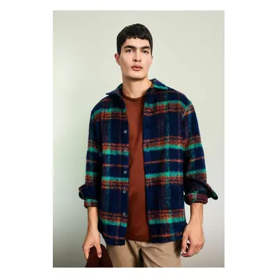 DEFACTO Regular Fit Polo Collar Button-Down Checkered Shirt Jacket