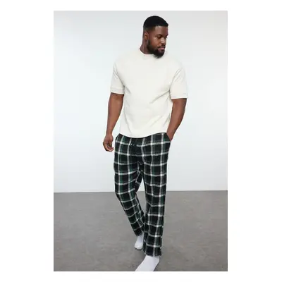 Trendyol Men's Black Plaid Regular Fit Woven Plus Size Pajama Bottoms