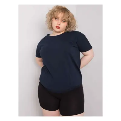 Tmavě modrá bavlněná halenka plus size