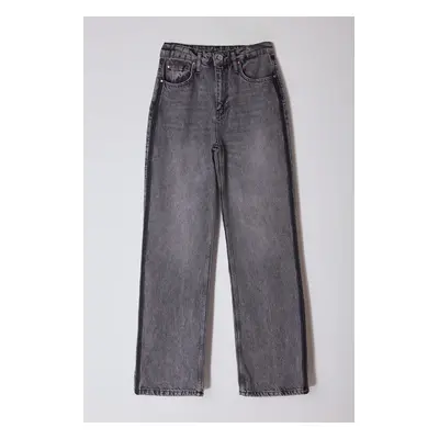 Trendyol Anthracite Color Block High Waist Wide Leg Jeans