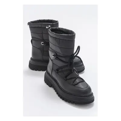 LuviShoes Weld Black Skin Women's Snow Boots