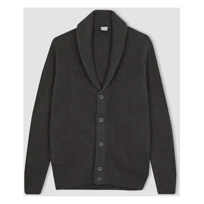 DEFACTO Standard Fit Regular Cut Shawl Collar Buttoned Knitted Cardigan R1492az23au