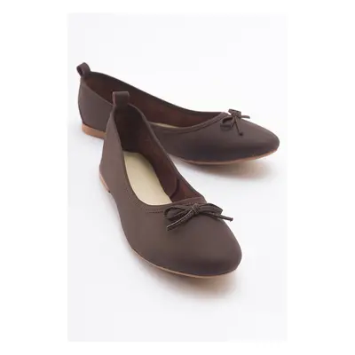 LuviShoes Brown Skin Genuine Leather Women's Flat Shoes.