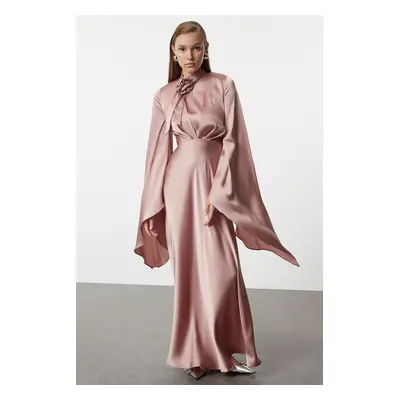 Trendyol Powder Rose Accessory Satin Woven Evening Dress