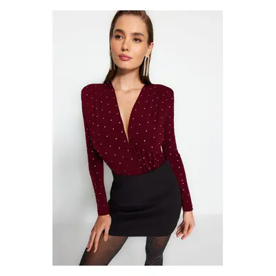 Trendyol Claret Red Stone Knitted Bodysuit