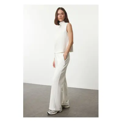 Trendyol Ecru Knitwear Collar Detailed Thick Knitted Blouse and Trousers Top and Bottom Set