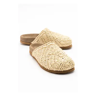 LuviShoes LOOP Beige Knitted Women's Slippers