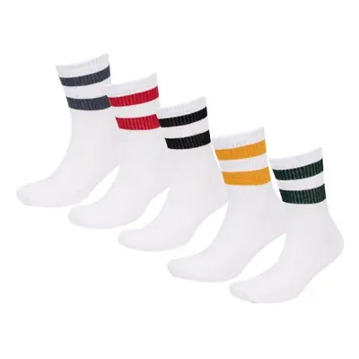 DEFACTO Men's Comfortable Elastic 5-Piece Cotton Circle Patterned Socks