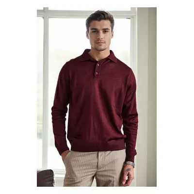 28296 Dewberry Polo Neck Mens Knit Sweater-BURGUNDY