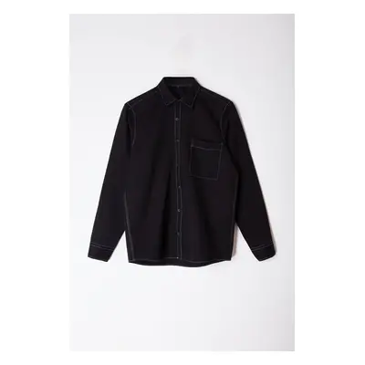 Trendyol Black Regular Fit Contrast Stitch Detail Shirt