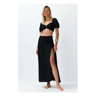 Trendyol Black Woven Accessory Blouse Skirt Beach Set