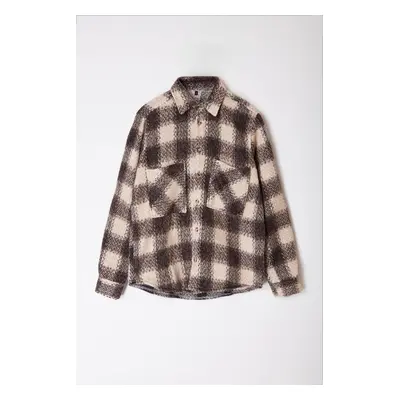 Trendyol Brown Regular Fit Thick Winter Lumberjack Plaid Shirt Jacket