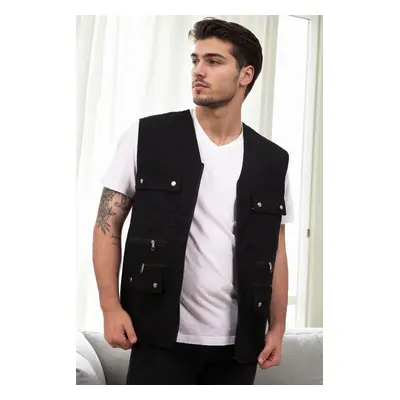 94105 Dewberry Multi-Pocket Mens Vest-BLACK