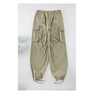 Trendyol Light Khaki Unisex Cargo Parachute Leg Tie Detail Trousers