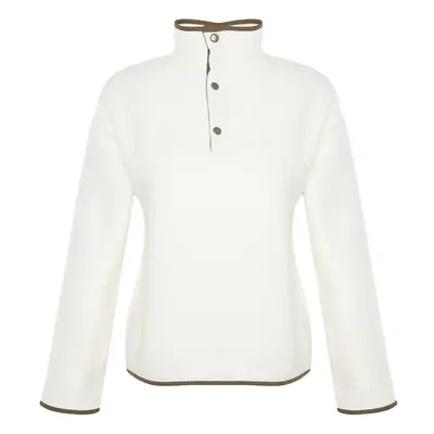 Trendyol Beige High Neck Snap Fastener Regular/Regular Fit With Pocket Color Block Fleece Knitte