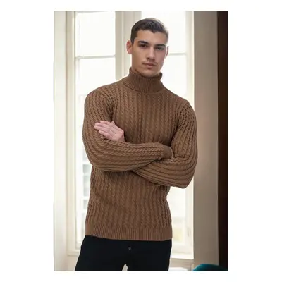 19295 Dewberry Turtleneck Mens Sweater-CINNAMON