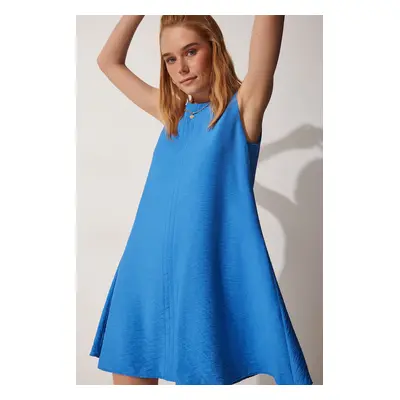 Happiness İstanbul Women's Indigo Blue Summer Woven Bell Dress