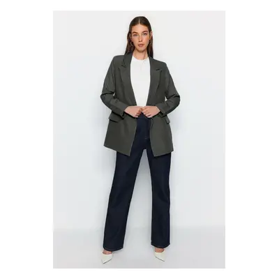 Trendyol Anthracite Lined Double Breasted Blazer Jacket