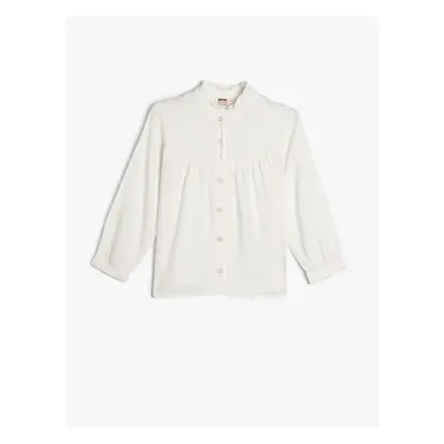 Koton Stand Collar Shirt with Ruffle Detail and Long Sleeves