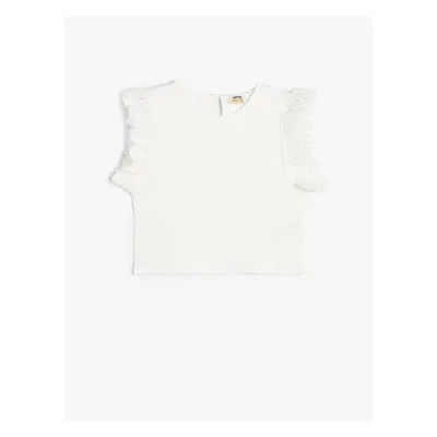 Koton T-Shirt Crew Neck Ruffle Sleeve Cotton