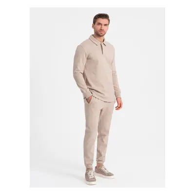 Ombre Men's tracksuit set sweatshirt with polo collar + pants