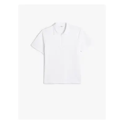 Koton Half Zipper Polo T-Shirt Short Sleeve Textured