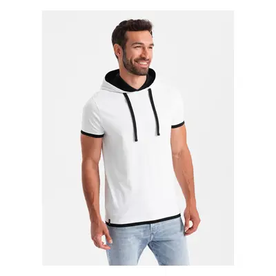 Ombre Casual men's cotton t-shirt with hood - white