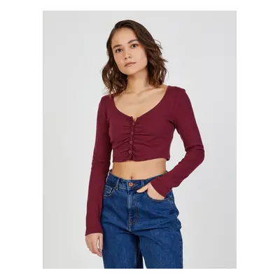 Vínový crop top TALLY WEiJL - Dámské