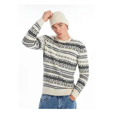 LC Waikiki Crew Neck Long Sleeve Patterned Men's Knitwear Sweater