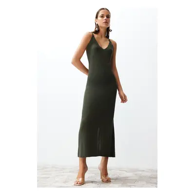 Trendyol Khaki Maxi Knitwear Basic Dress