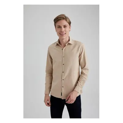 DEFACTO Slim Fit Slim Fit Cotton Long Sleeve Shirt